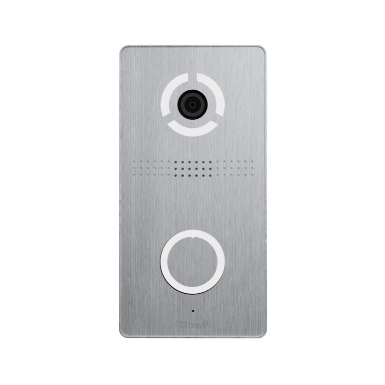 Placa exterior BAS-IP AV-04SDI en plata para montaje en superficie